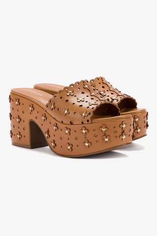 Miso Platform Sandal In Biscuit Leather