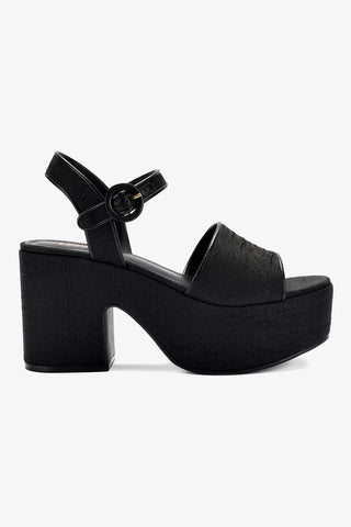 Miso Platform Strap Sandal In Black Raffia