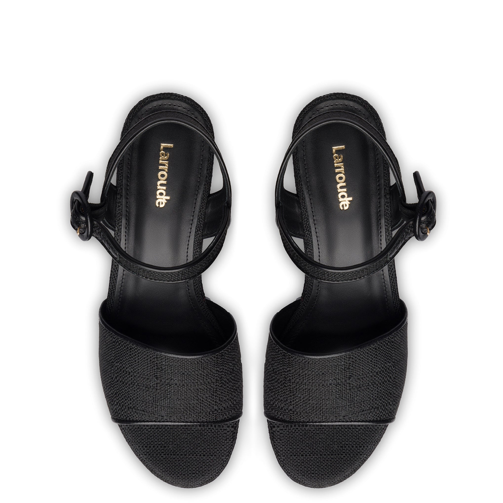 Miso Platform Strap Sandal In Black Raffia