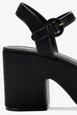 Miso Platform Strap Sandal In Black Raffia