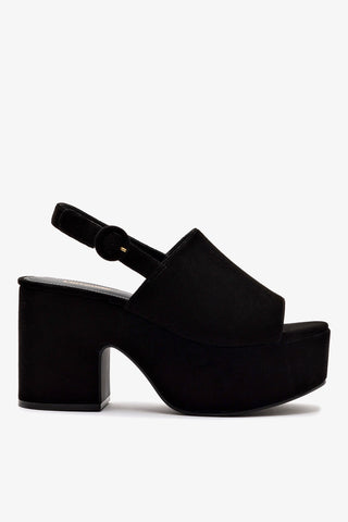 Miso Platform Sandal In Black Suede