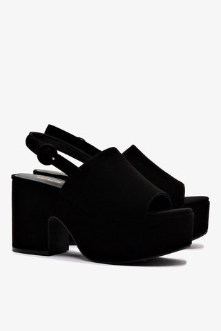 Miso Platform Sandal In Black Suede