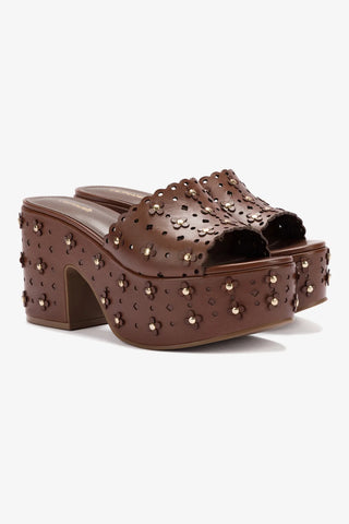 Miso Platform Sandal In Brown Leather