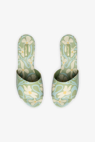 Miso Platform Sandal In Tea Flower Power Print Leather