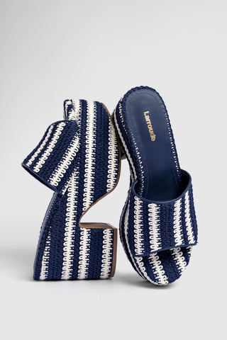 Miso Crochet Mule Striped Navy Mule Larroudé