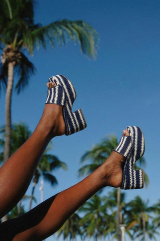 Miso Crochet Mule Striped Navy Mule Larroudé