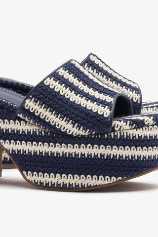 Miso Crochet Mule Striped Navy Mule Larroudé