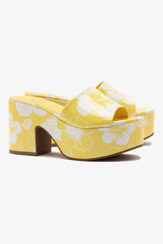 Miso Platform Sandal In Lemonade Printed Leather