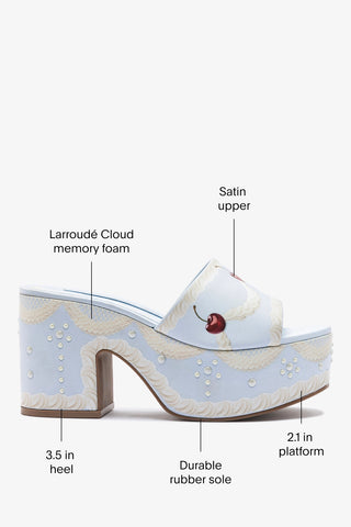 Larroudé x Tanner Fletcher: Miso Cake Mule Blue Satin Mule Larroudé x Tanner Fletcher