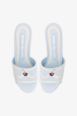 Larroudé x Tanner Fletcher: Miso Cake Mule Blue Satin Mule Larroudé x Tanner Fletcher