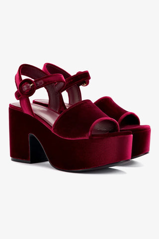 Miso Platform Strap Sandal In Wine Velvet