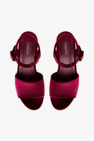 Miso Platform Strap Sandal In Wine Velvet