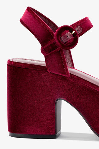 Miso Platform Strap Sandal In Wine Velvet