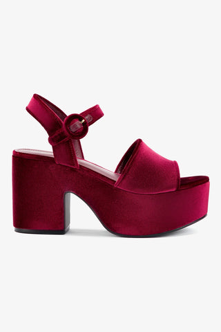 Miso Platform Strap Sandal In Wine Velvet