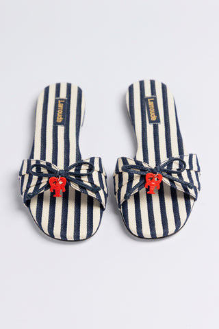 Bardot Flat Navy Striped Canvas