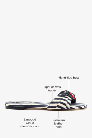 Bardot Flat Navy Striped Canvas