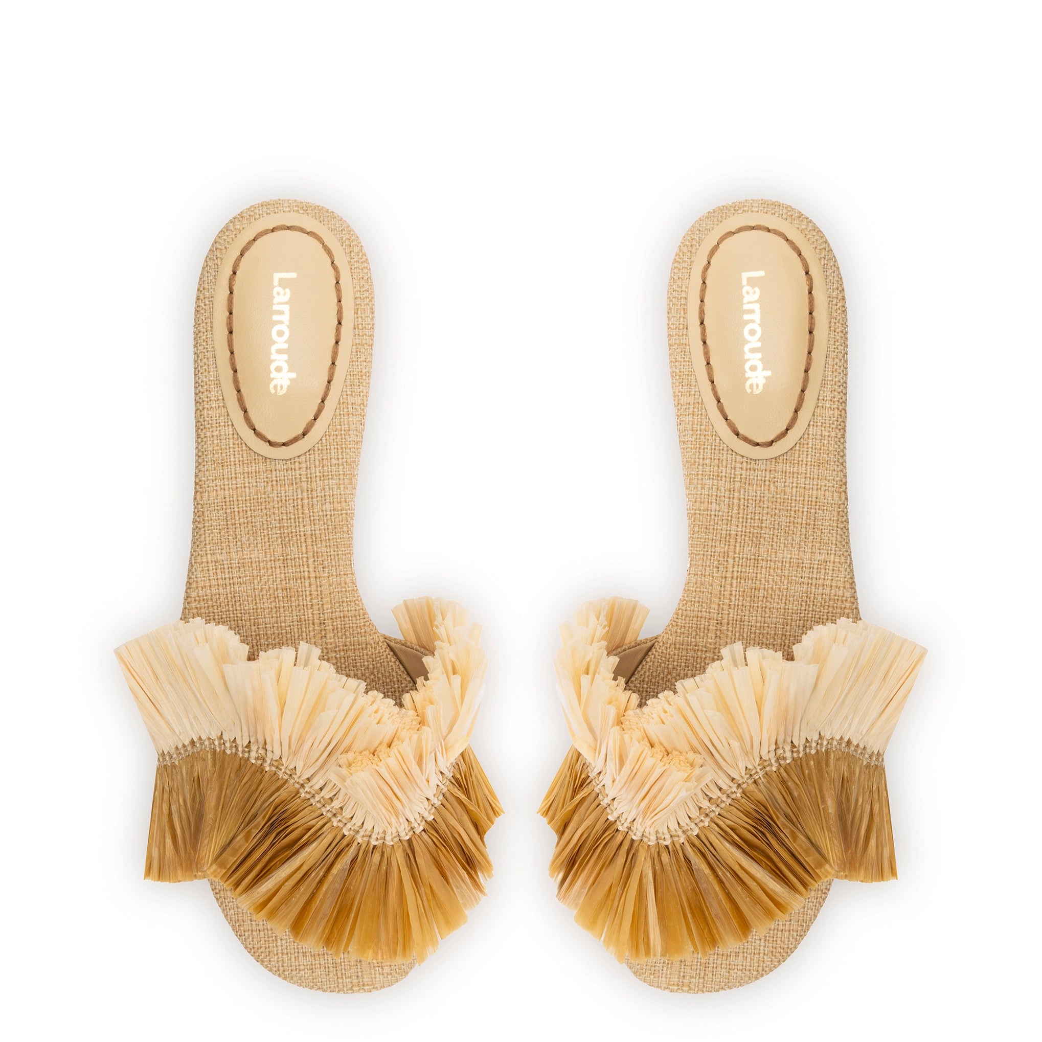 Zapatos planos con flecos Ivy en rafia beige