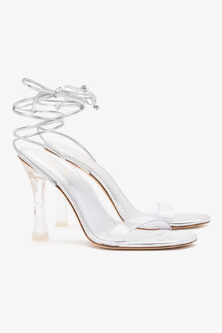 Gloria Sandal In Silver Metallic Leather and Vinyl