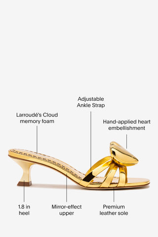 Amore Mule In Gold Specchio Sandal Larroudé