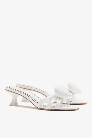 Amore Mule White Patent Leather Mule Larroudé