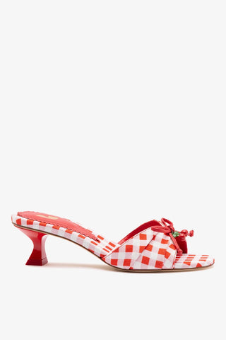 Bardot Mule Scarlet Printed Raffia Mule Larroudé