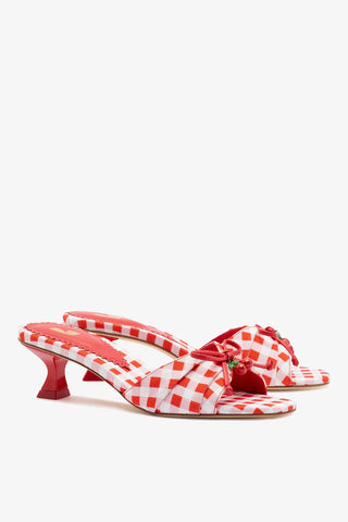 Bardot Mule Scarlet Printed Raffia Mule Larroudé