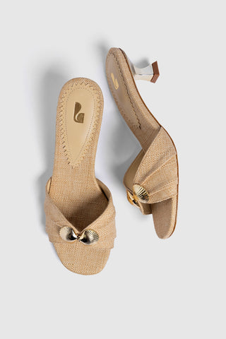 Coquile Mule Beige Raffia Mule Larroudé
