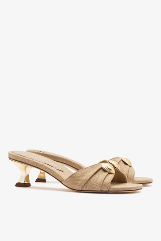 Coquile Mule Beige Raffia Mule Larroudé