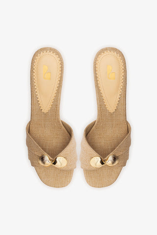 Coquile Mule Beige Raffia Mule Larroudé