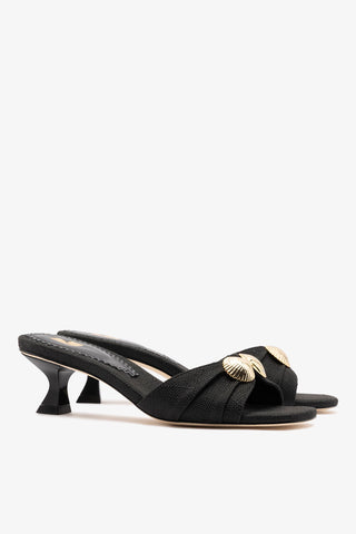 Coquile Mule Black Raffia Mule Larroudé