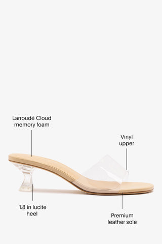 Vivi Lucite Clear Mule Sand Leather Mule Larroudé