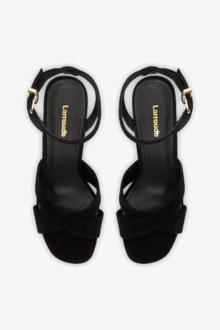 Dolly X Platform Sandal In Black Suede