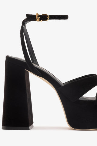Dolly X Platform Sandal In Black Suede