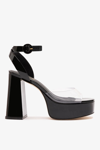 Dolly Clear Sandal Black Patent Leather Sandal Larroudé