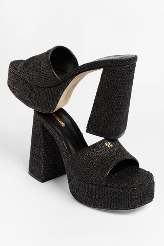 Dolly Platform Mule Black Raffia Mule Larroude