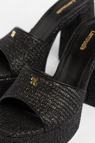 Dolly Platform Mule Black Raffia Mule Larroude