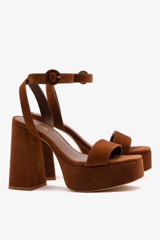 Dolly Sandal In Burnt Umber Suede