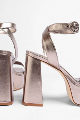 Dolly Platform Sandal Dusky Gold Leather Sandal Larroudé