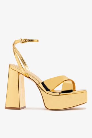 Dolly X Platform Sandal In Gold Specchio