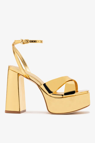 Dolly X Platform Sandal In Gold Specchio