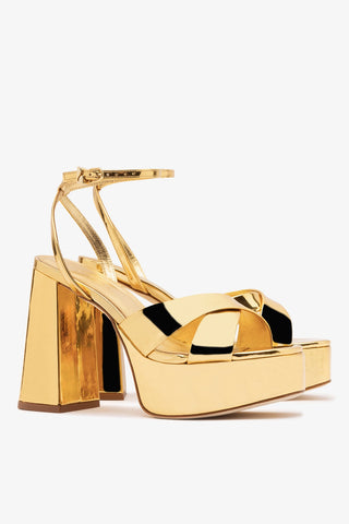 Dolly X Platform Sandal In Gold Specchio