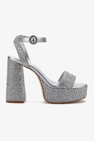 Dolly Crystal Sandal In Gray Suede