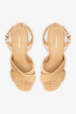 Dolly X Platform Sandal In Natural Raffia