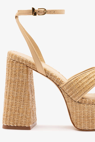 Dolly X Platform Sandal In Natural Raffia