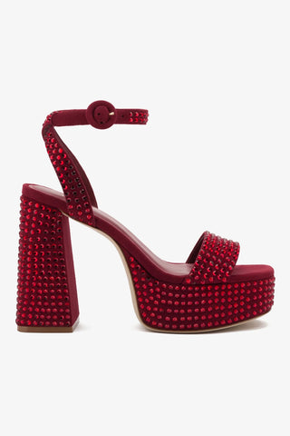 Dolly Crystal Sandal In Lipstick Red Suede