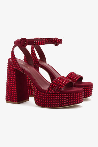 Dolly Crystal Sandal In Lipstick Red Suede