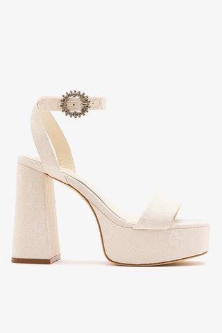 Larroudé x Markarian: Dolly Platform Sandal White Lace Sandal Larroudé x Markarian