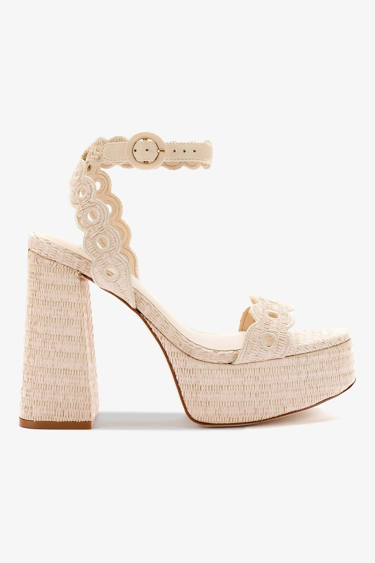 Dolly Broderie Sandal In Natural Raffia Sandals Larroudé