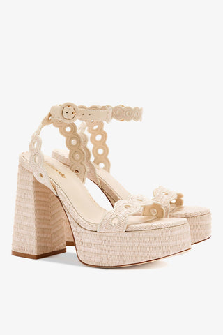Dolly Broderie Sandal In Natural Raffia