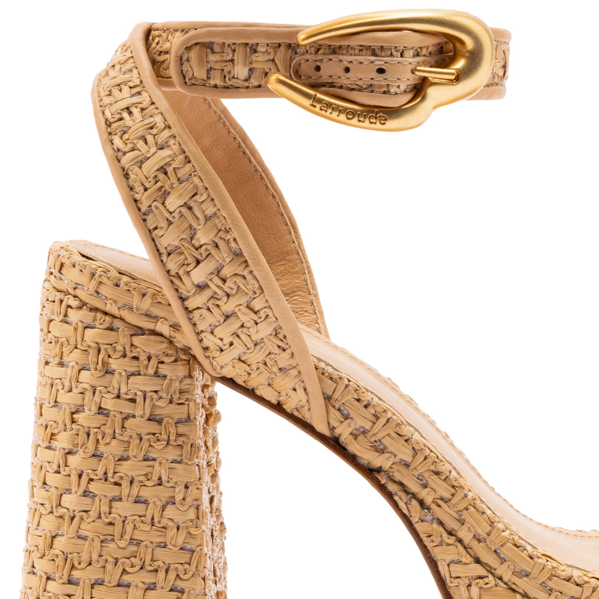 Dolly Verona Sandal In Beige Leather and Natural Raffia